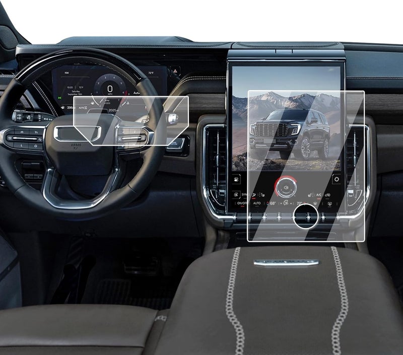 EcoZen حماية شاشة GMC Yukon 2026 - 2 قطعة ل GMC Yukon 2025-2026 شاشة الملاحة 16.8 بوصة + شاشة لوحة القيادة 11 بوصة - زجاج مقسى HD 9H ملحقات GMC Yukon/Yukon XL 2025-2026 مضادة لبصمات الأصابع - Image 1